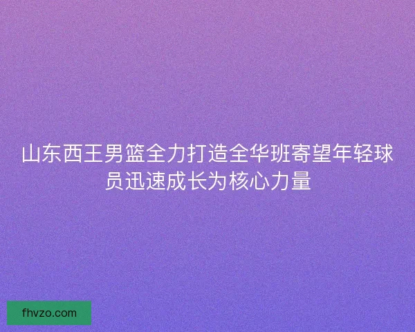 山东西王男篮全力打造全华班寄望年轻球员迅速成长为核心力量