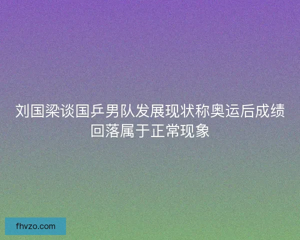 刘国梁谈国乒男队发展现状称奥运后成绩回落属于正常现象 刘国梁谈国乒男队发展现状称奥运后成绩回落属于正常现象
